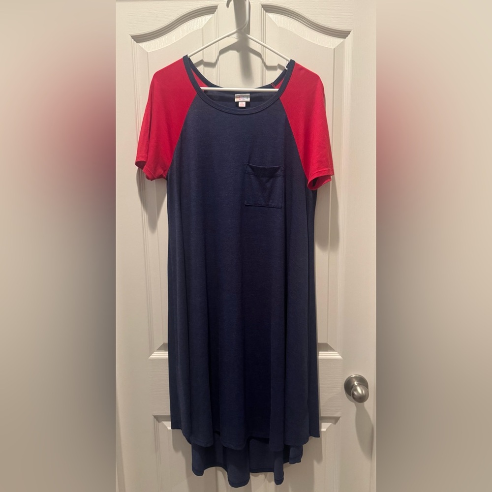 LuLaRoe High Low Dress - Blue and Red